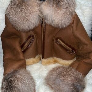 Brown Fur-Trimmed Women's Jacket